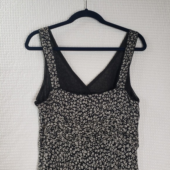 Ann Taylor Silk Dress Vintage 90s Y2k Womens 12 Floral Ditsy Sleeveless Black - Picture 15 of 16